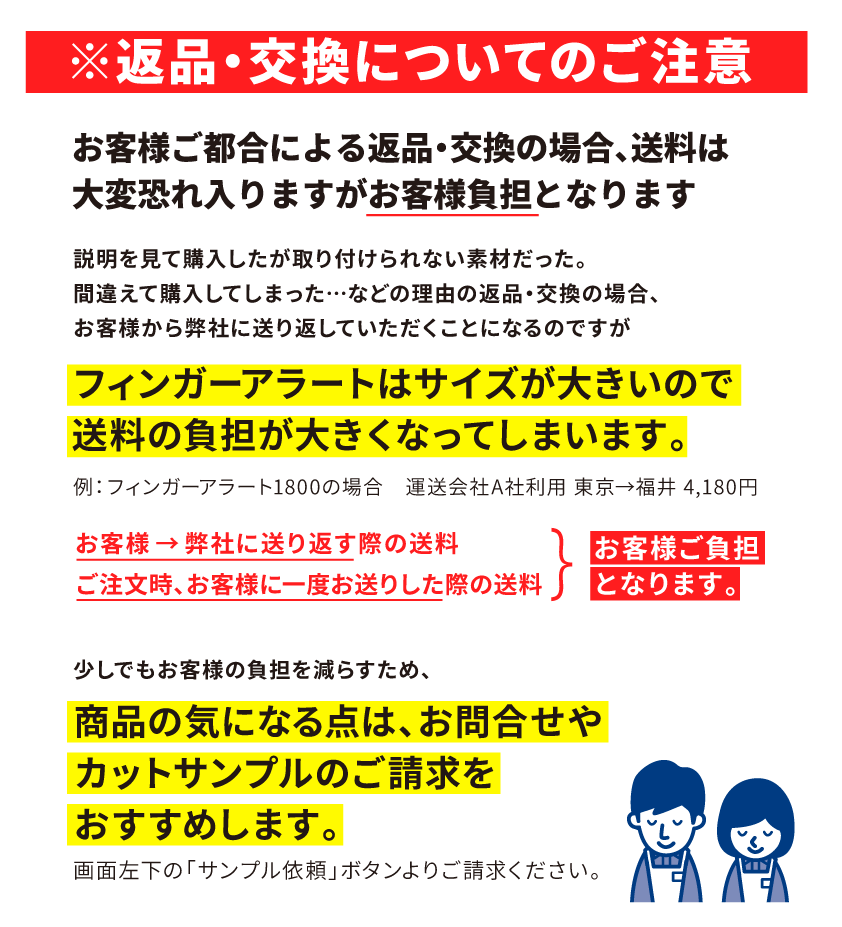 返品・交換についてのご注意